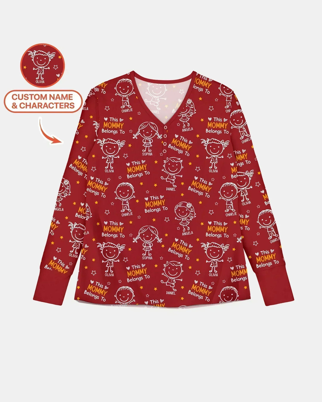 Custom Name "This Mommy Belongs To" Doodle Bamboo Women Pajama Set