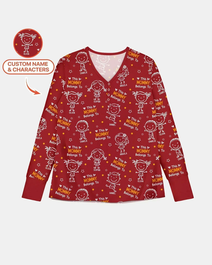 Custom Name "This Mommy Belongs To" Doodle Bamboo Women Pajama Set