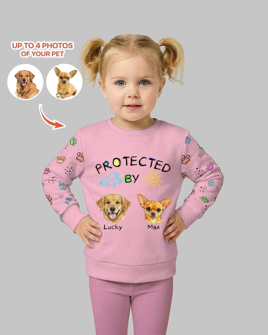 Custom Photo Crayon "Protected By" Bamboo Crewneck Sweatshirt