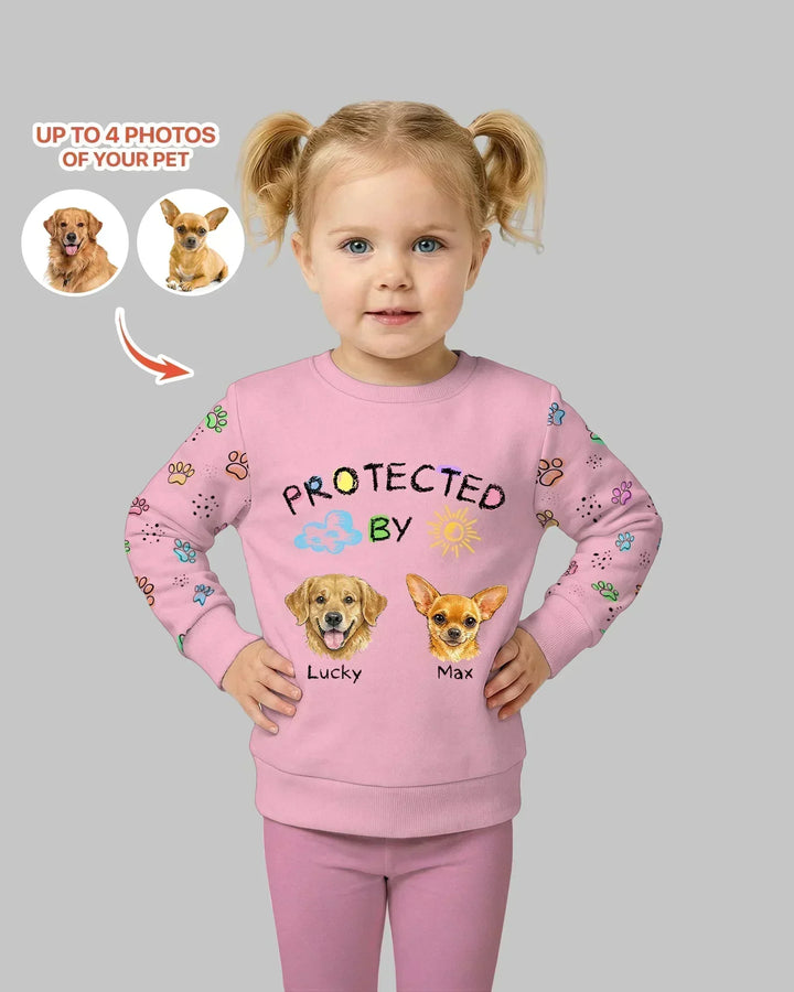 Custom Photo Crayon "Protected By" Bamboo Crewneck Sweatshirt
