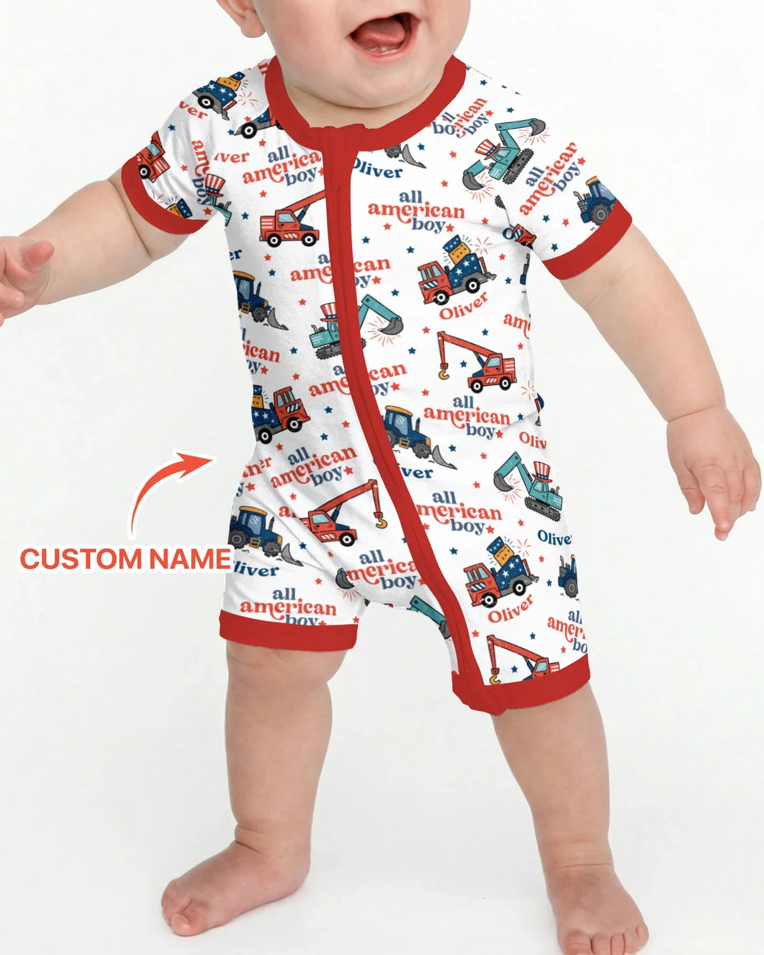Custom Name All-American Boy Bamboo Shorty Zippy