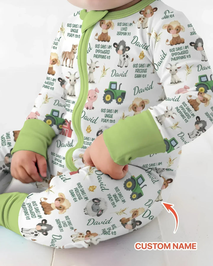 Custom Name God Says I Am Farm Animals Bamboo Convertible Zippy