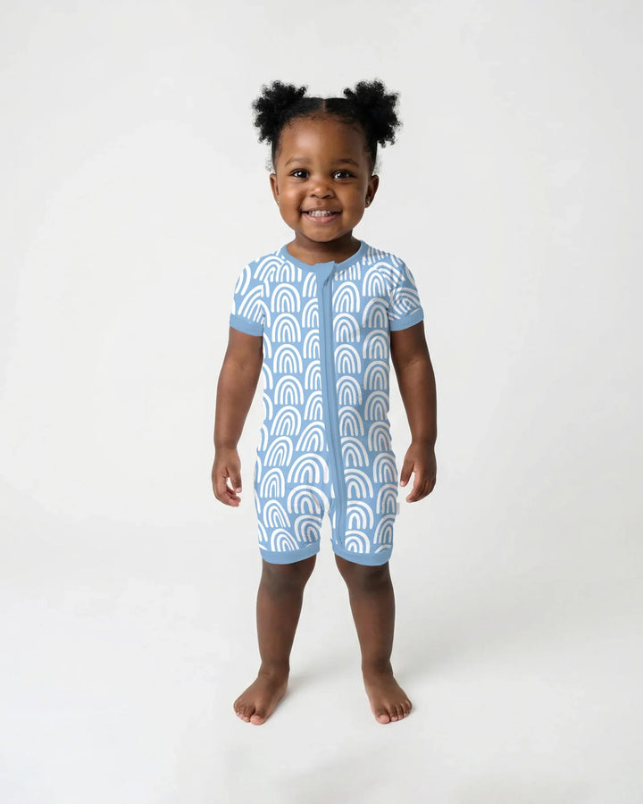 Sky Blue Rainbows Bamboo Shorty Zippy