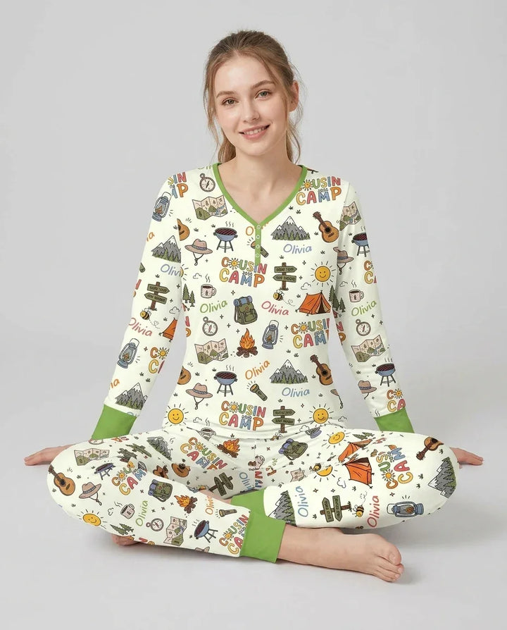 Custom Name Cousin Camp 2026 Bamboo Women Pajama Set