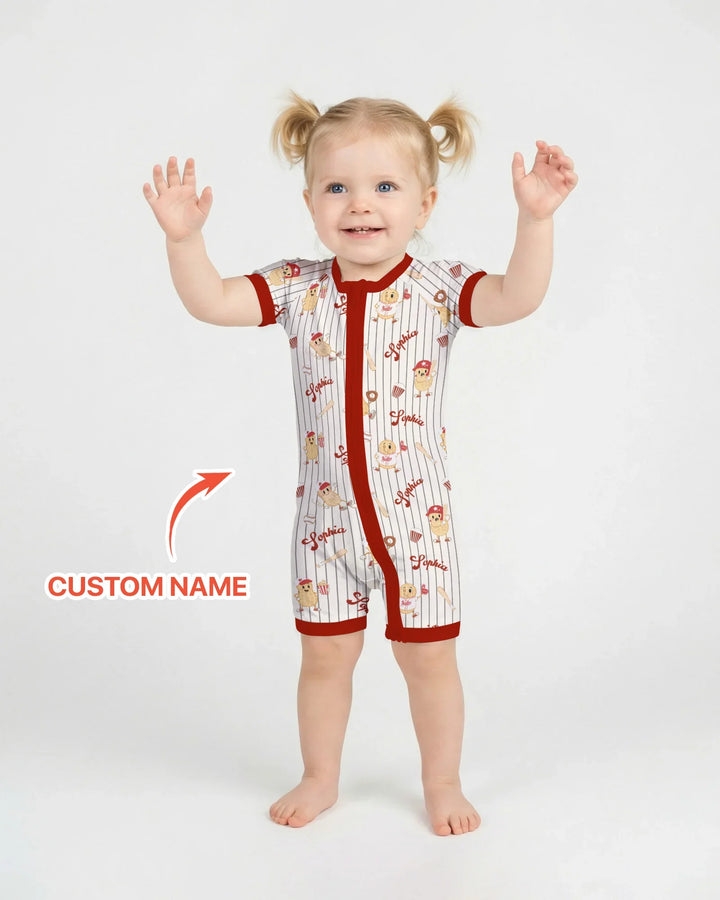 Custom Nam Retro Ballgame Bamboo Shorty Zippy