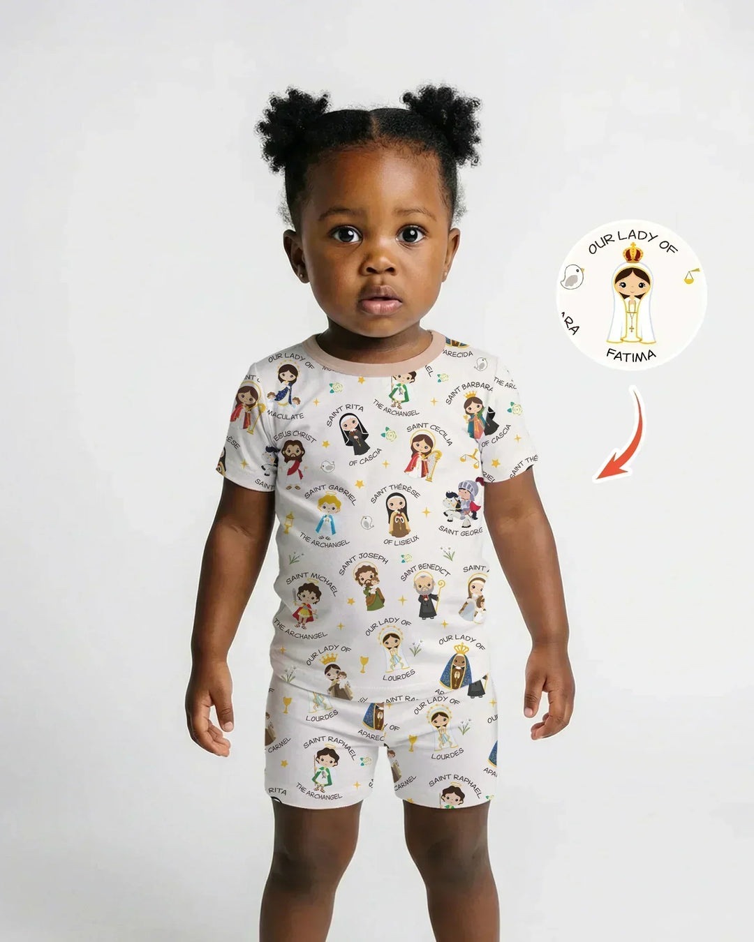 Pray For Us Family Matching Bamboo Two Piece Short Sleeve Shorts Pajama Set