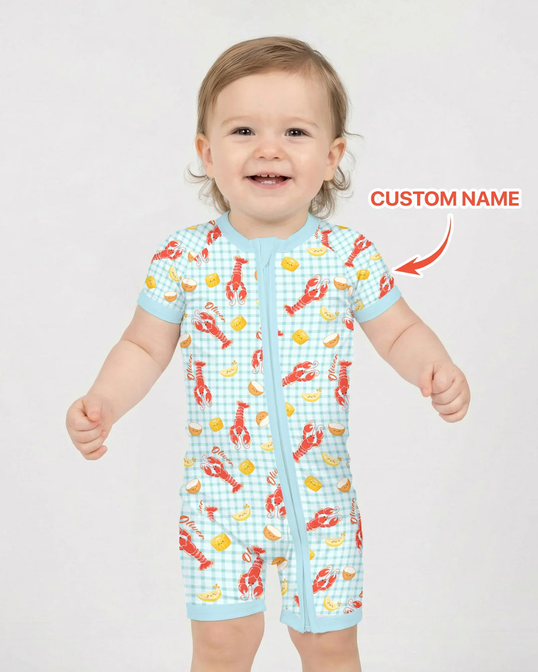 Custom Name Preppy Crawfish Season Bamboo Shorty Zippy