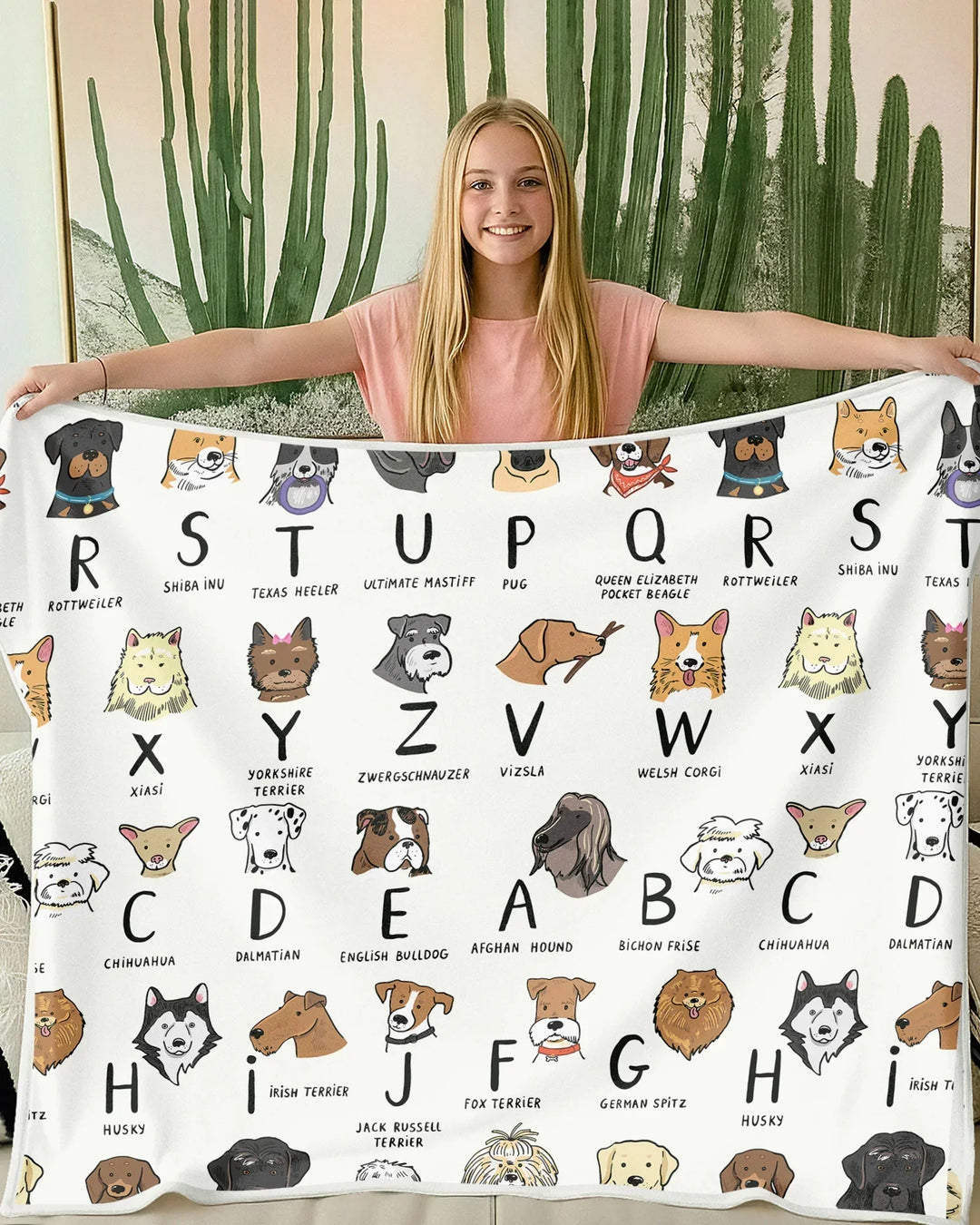 Funny Dogs Alphabet Bamboo Blanket