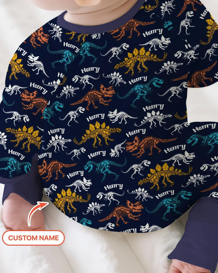 Dino Bones Parade Custom Name Bamboo Convertible Zippy