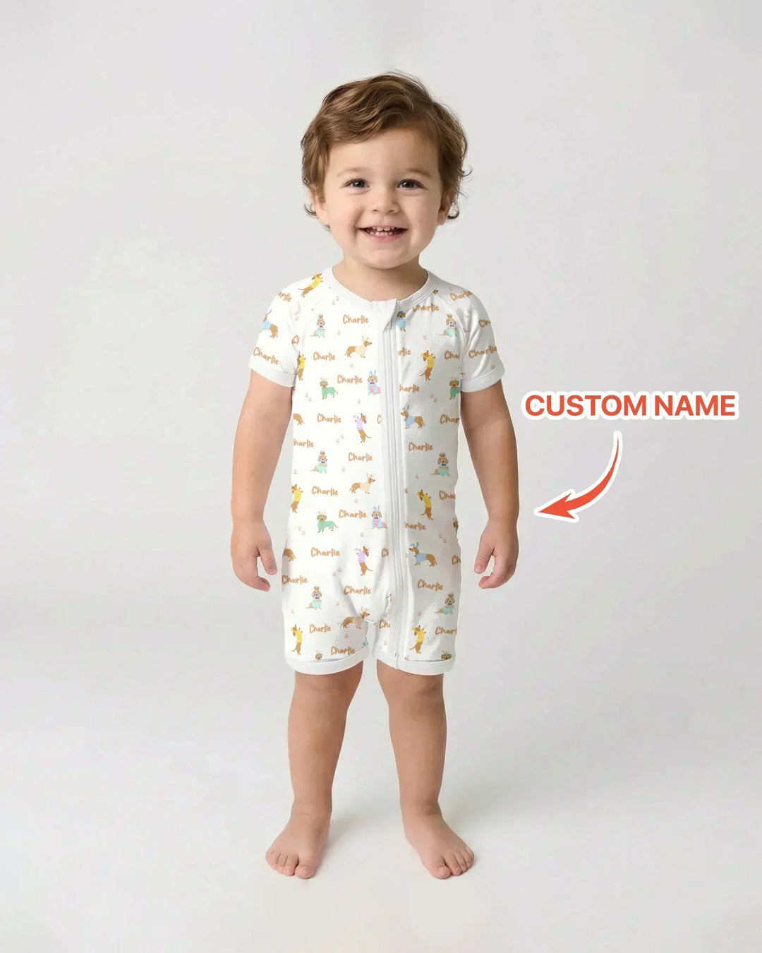 Custom Name Easter Dachshund Bamboo Shorty Zippy