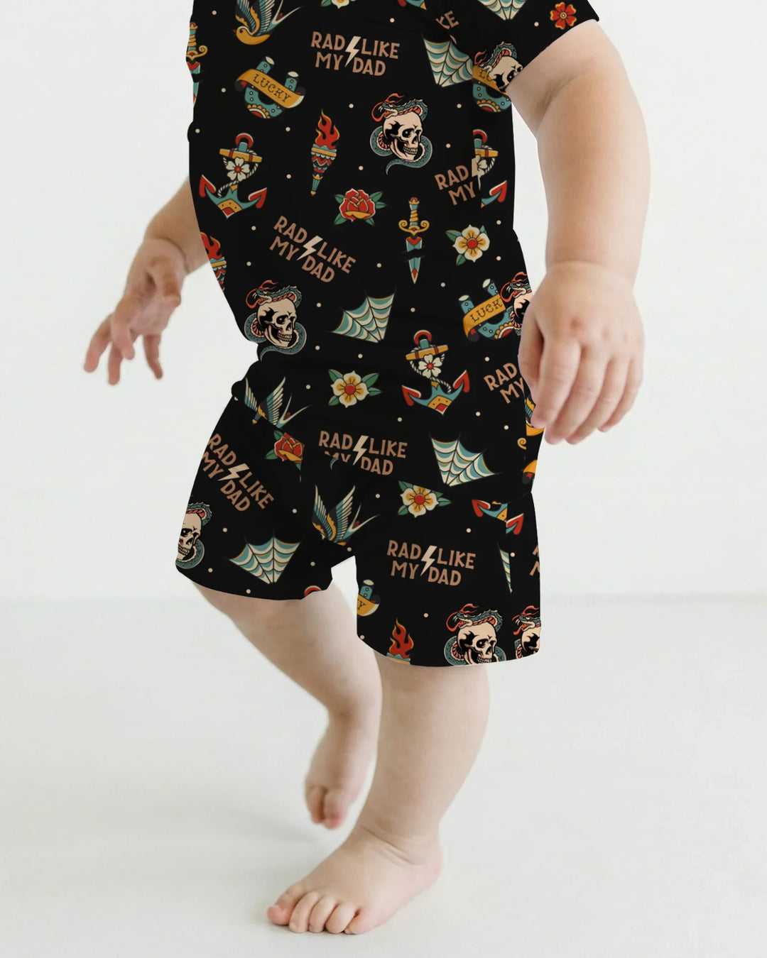 Rad Dad Society Daddy & Me Matching Bamboo Two Piece Short Sleeve Shorts Pajama Set