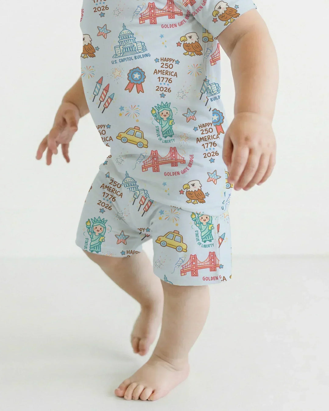 250 Years Of Freedom Bamboo Two Piece Short Sleeve Shorts Pajama Set