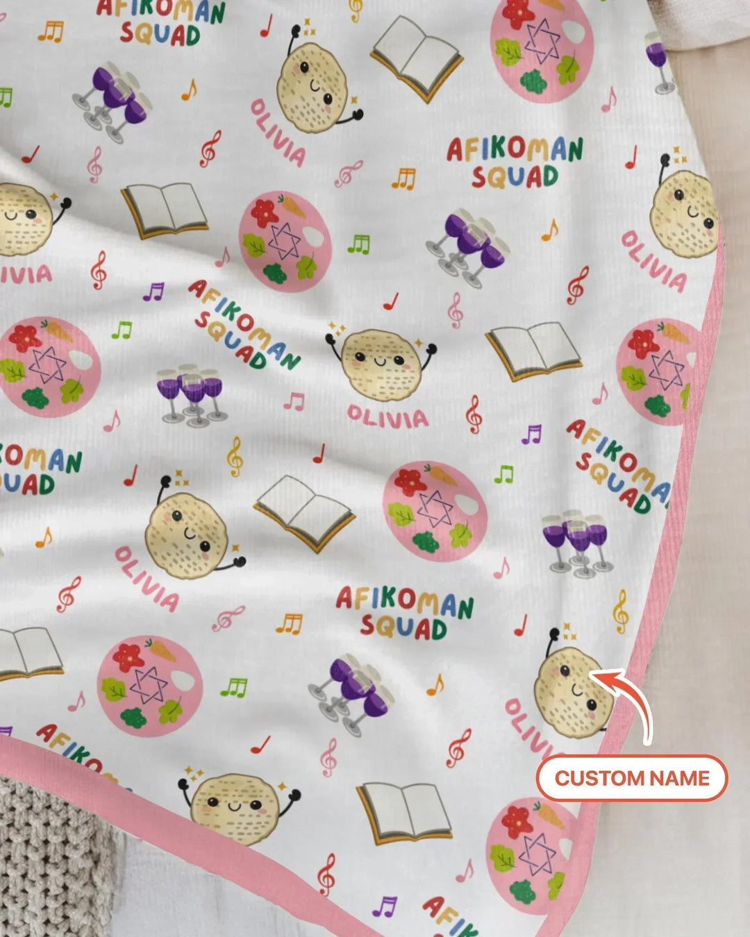 Custom Name Passover Afikoman Squad Bamboo Blanket