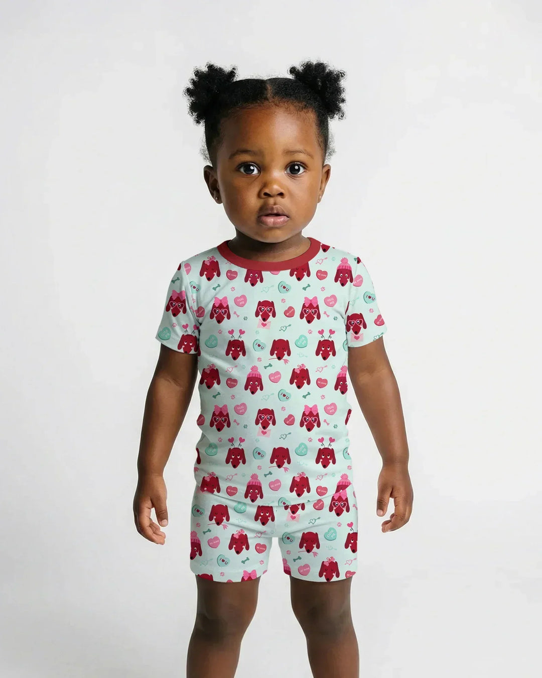 Dachshund Is My Valentine Bamboo Two Piece Short Sleeve Shorts Pajama Set