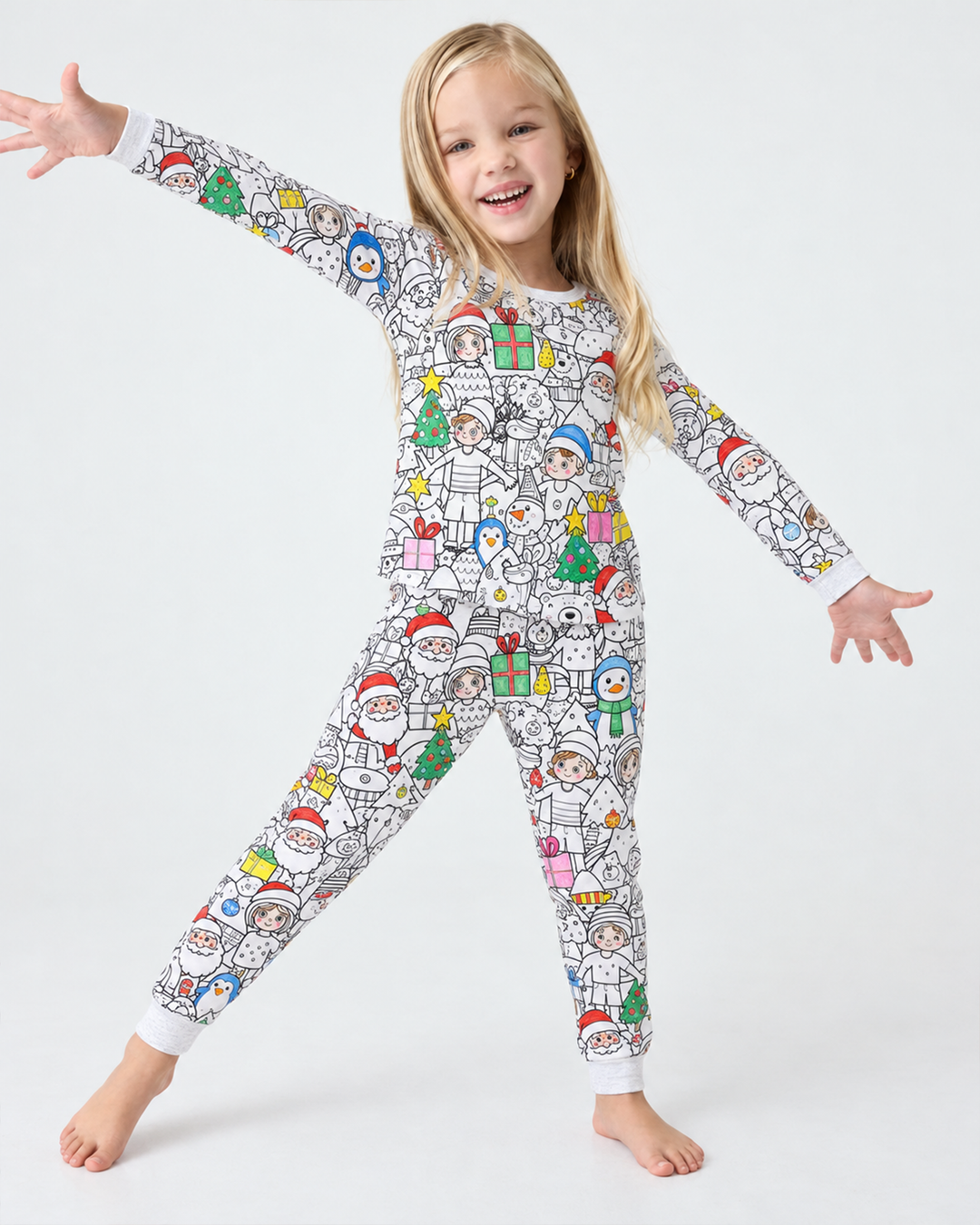 Christmas Colorable Bamboo Two Piece Pyjamas Set
