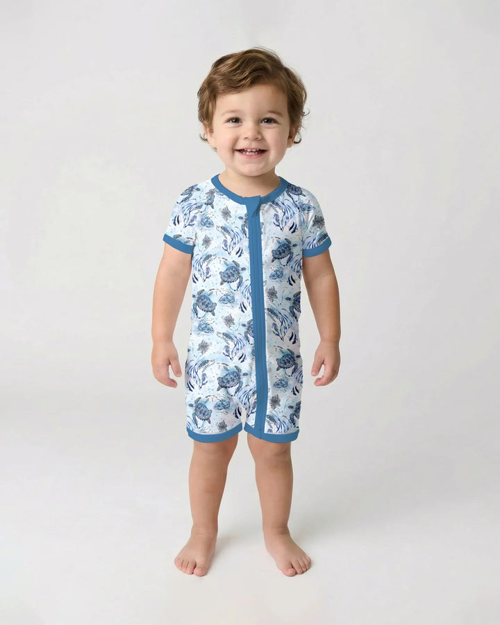 Little Turtles Family Matching Bamboo Shorty Zippy