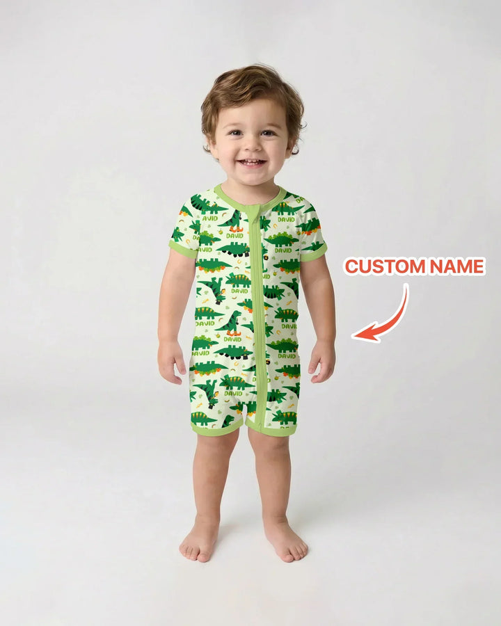 St. Patrick's Day Dinosaurs Custom Bamboo Shorty Zippy