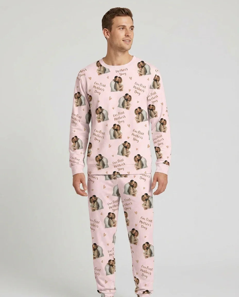 Custom Photo Our First as Parents Bamboo Men's Pajama Set