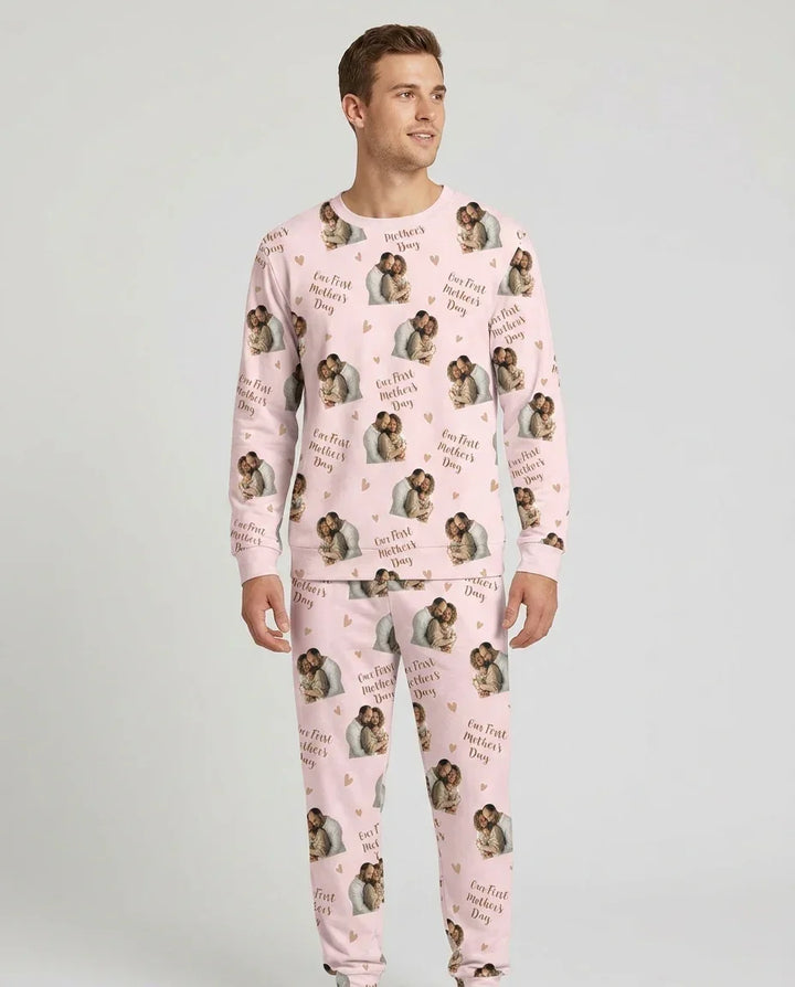 Custom Photo Our First as Parents Bamboo Men's Pajama Set