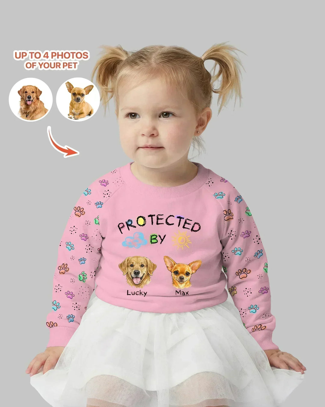 Custom Photo Crayon "Protected By" Bamboo Crewneck Sweatshirt