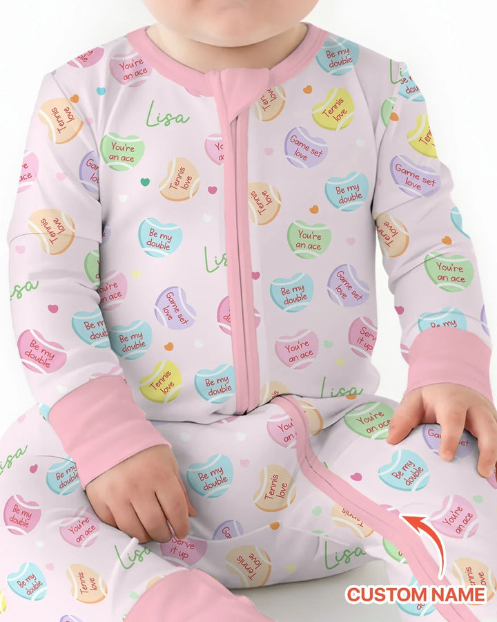 Custom Name Tennis Candy Hearts Bamboo Convertible Zippy