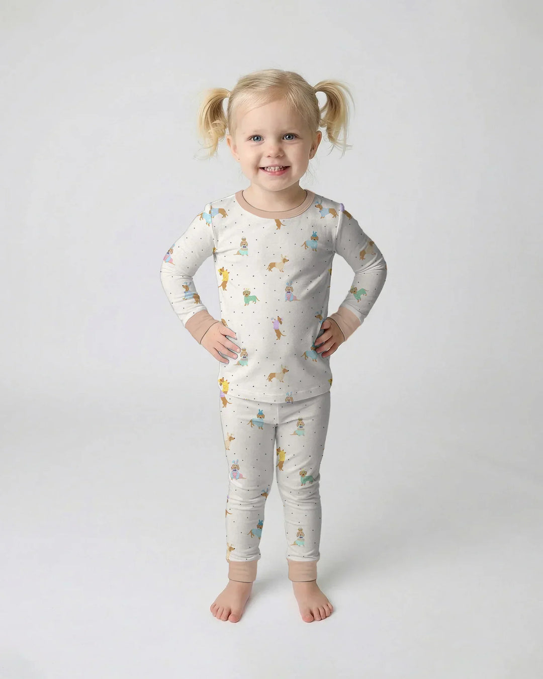 Easter Dachshund Bamboo Two Piece Long Sleeve Pajama Set