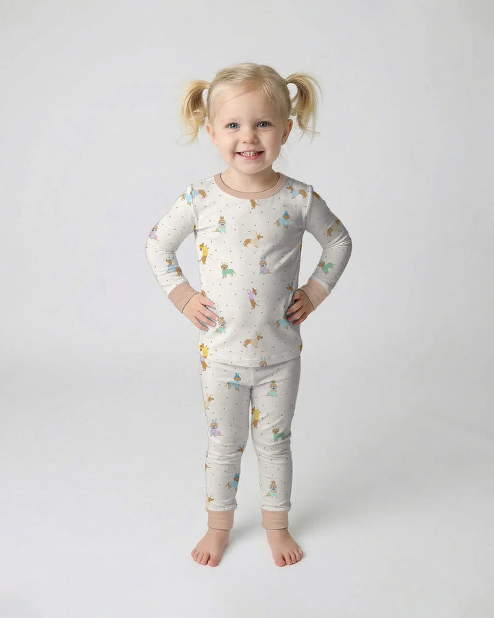 Easter Dachshund Bamboo Two Piece Long Sleeve Pajama Set