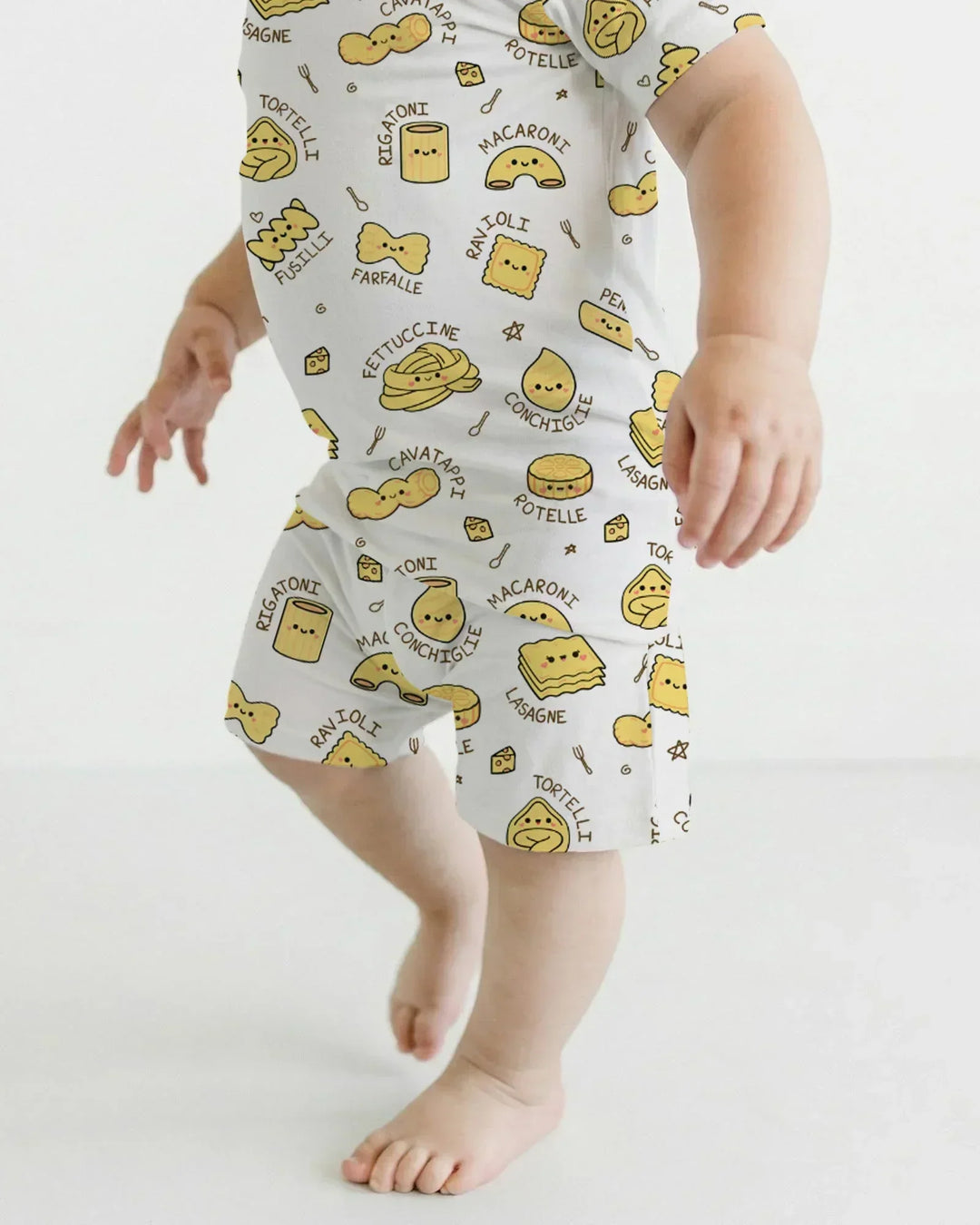 Kawaii Pasta Bamboo Two Piece Short Sleeve Shorts Pajama Set