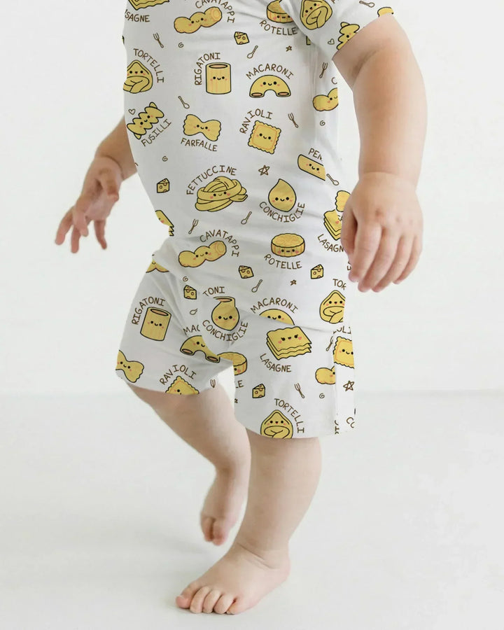 Kawaii Pasta Bamboo Two Piece Short Sleeve Shorts Pajama Set
