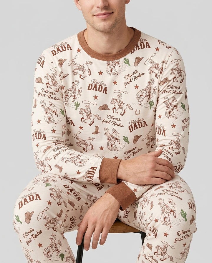 Custom Name First Rodeo Family Matching Bamboo Men's Pajama Set