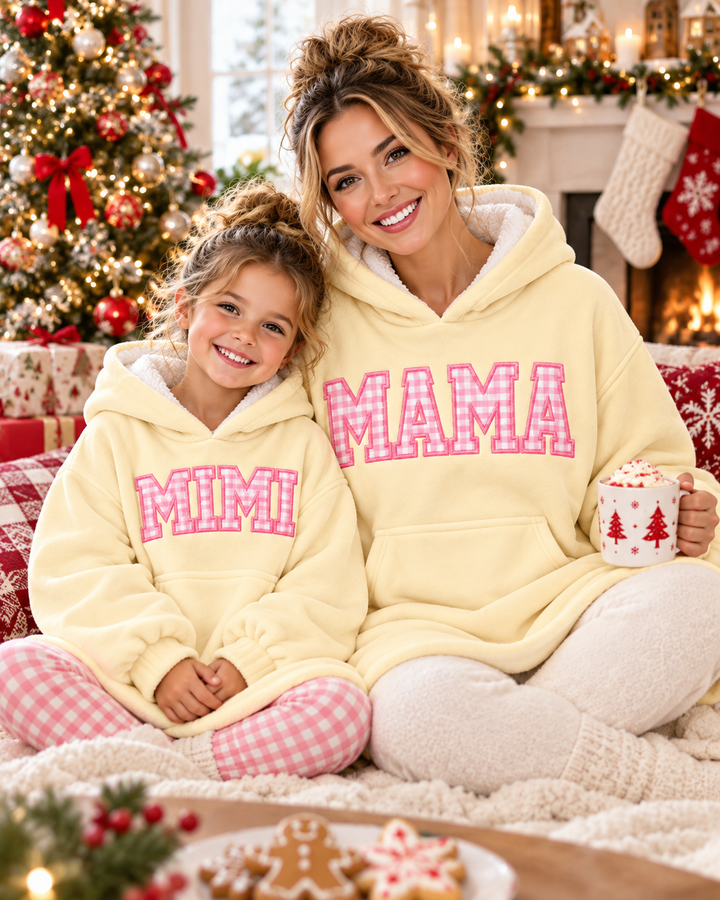 Custom Sweet Family Matching Embroidered Bamboo Blanket Hoodie