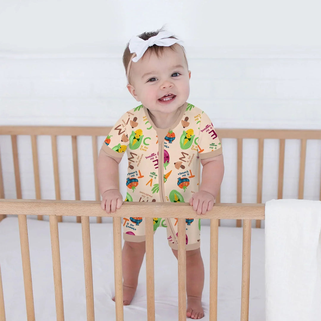 Veggie Letter Bamboo Shorty Zippy