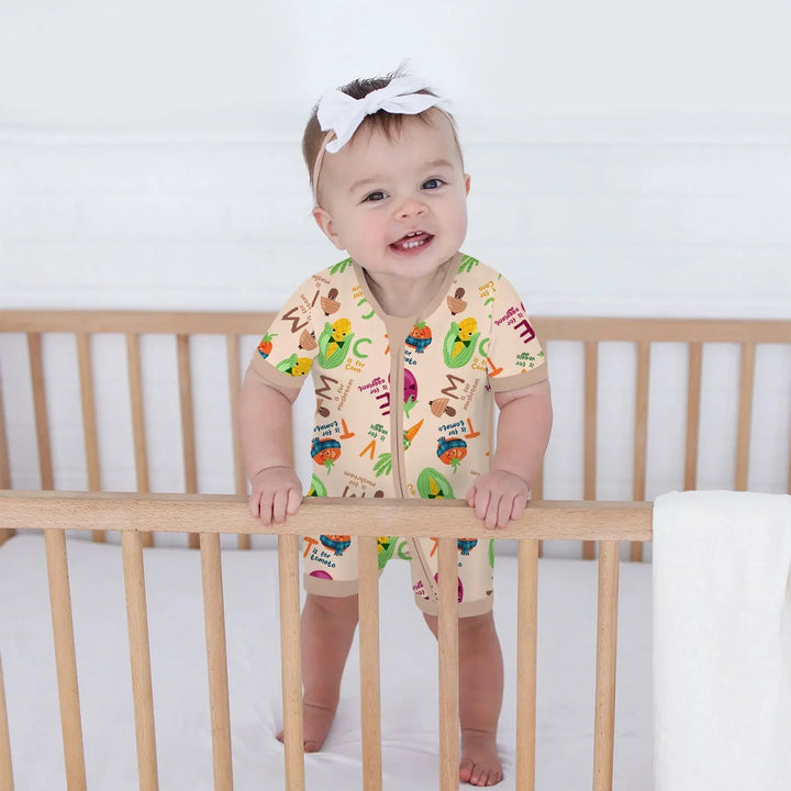 Veggie Letter Bamboo Shorty Zippy