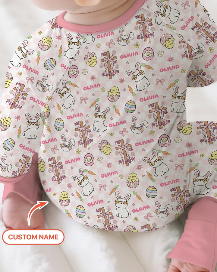 Custom Name Retro Easter Bamboo Convertible Zippy