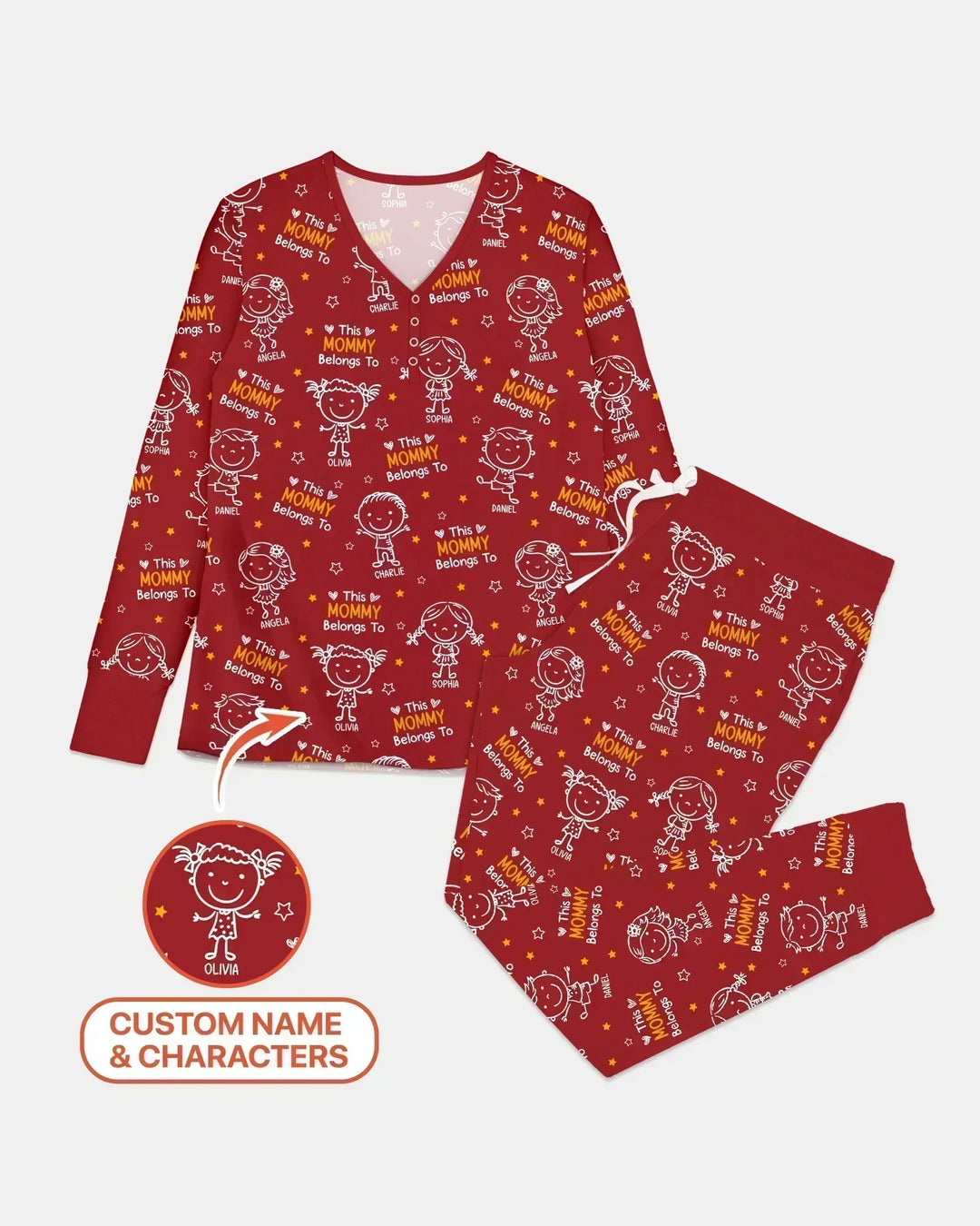 Custom Name "This Mommy Belongs To" Doodle Bamboo Women Pajama Set