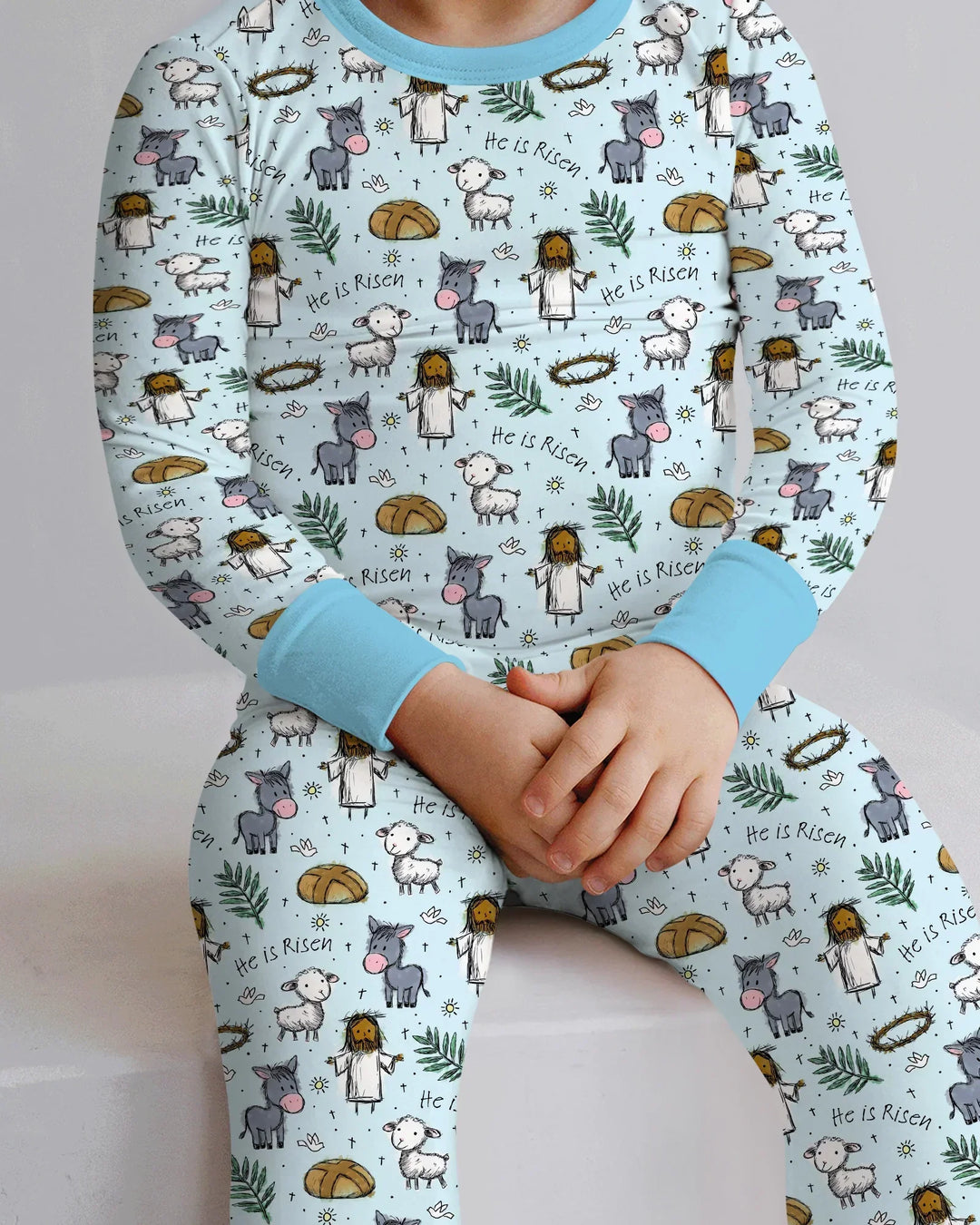 He Is Risen Easter Family Matching Bamboo Two Piece Long Sleeve Pajama Set