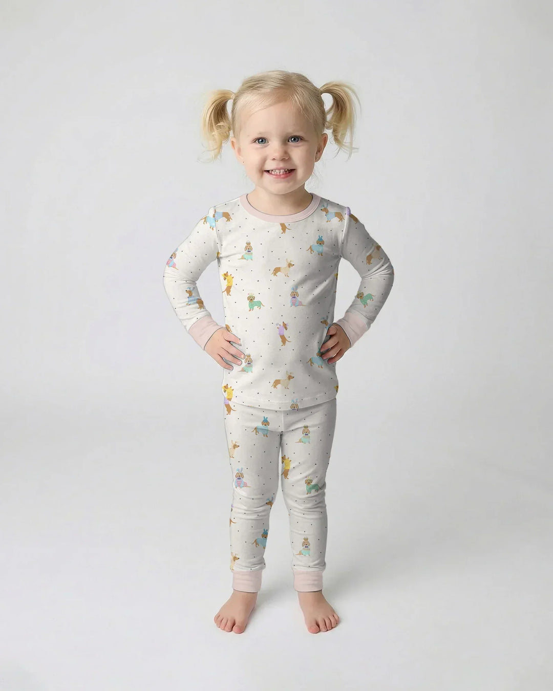 Easter Dachshund Bamboo Two Piece Long Sleeve Pajama Set