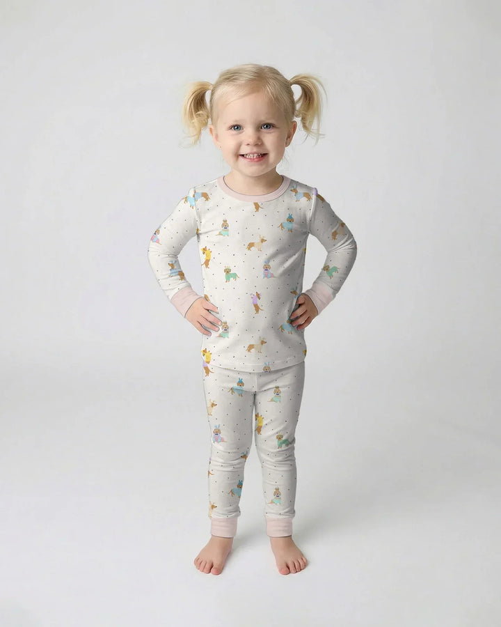 Easter Dachshund Bamboo Two Piece Long Sleeve Pajama Set