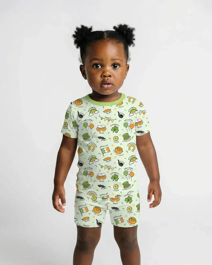 Kawaii St Patrick's Day Bamboo Two Piece Short Sleeve Shorts Pajama Set
