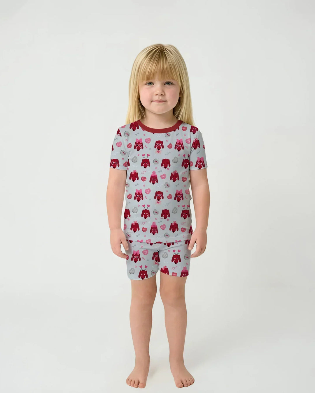 Dachshund Is My Valentine Bamboo Two Piece Short Sleeve Shorts Pajama Set