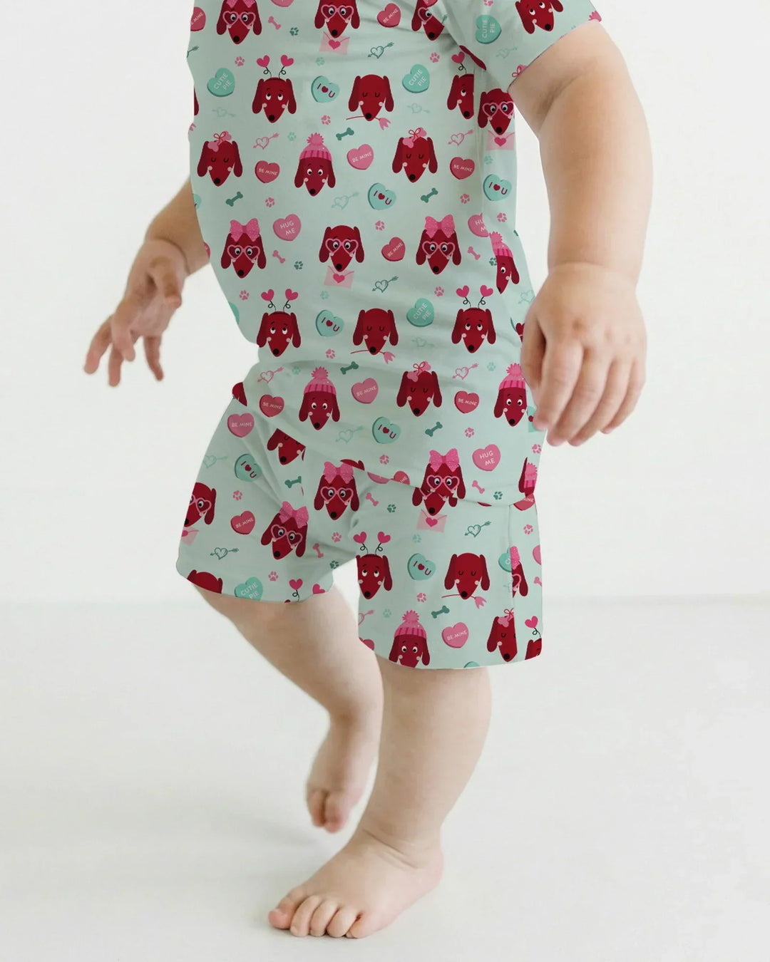 Dachshund Is My Valentine Bamboo Two Piece Short Sleeve Shorts Pajama Set