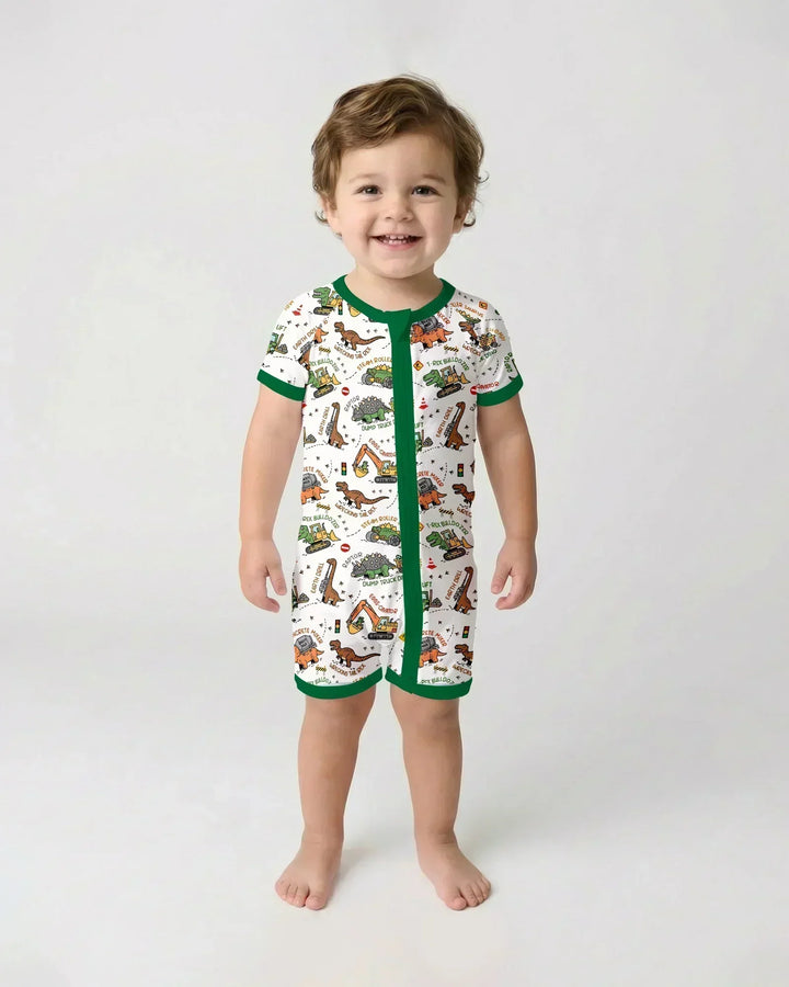 Dinosaur Construction Truck Bamboo Shorty Zippy