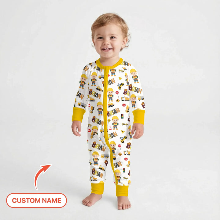 Custom Name Doodle Little Builder Bamboo Convertible Zippy