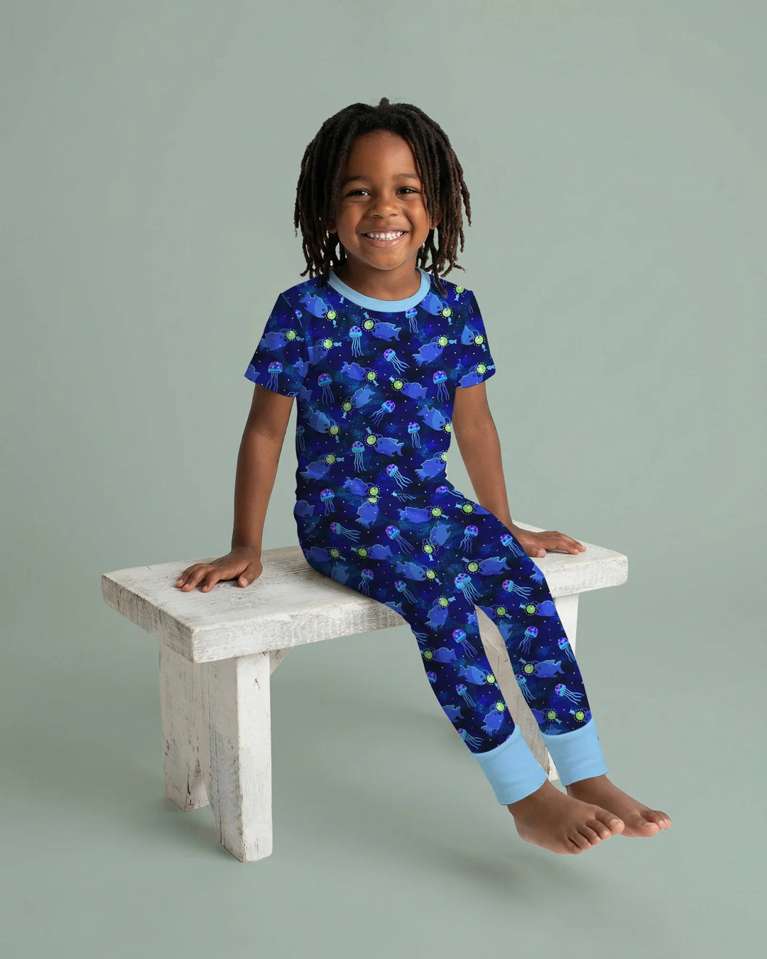 Happy Glow Fish Bamboo Two Piece Short Sleeve Pajama Set