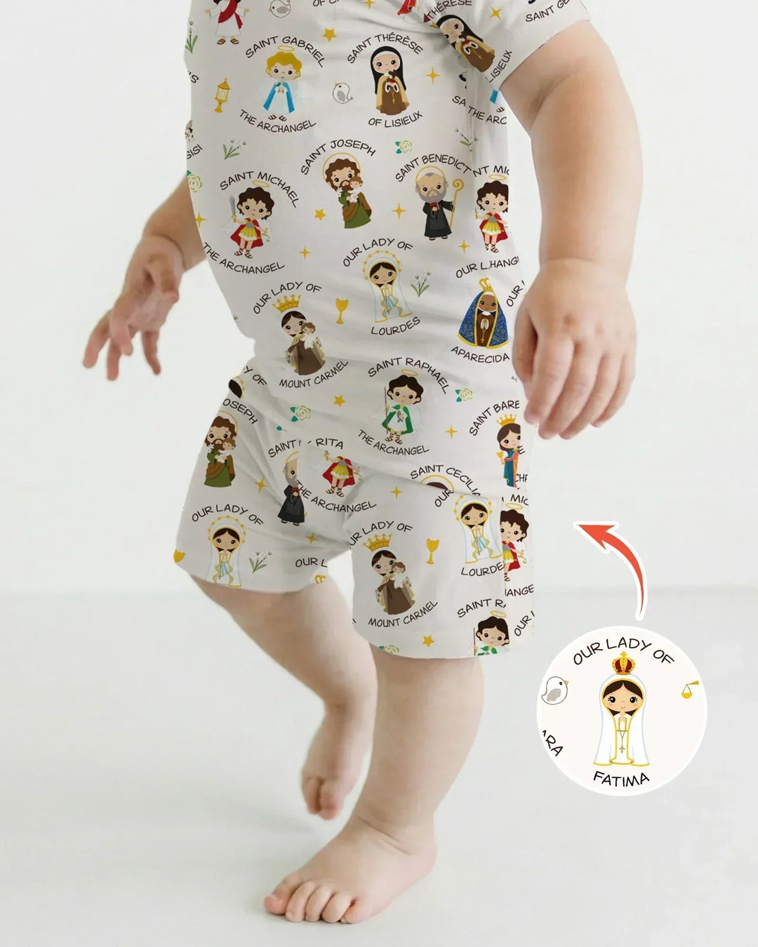 Pray For Us Family Matching Bamboo Two Piece Short Sleeve Shorts Pajama Set