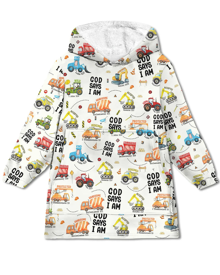 God Says I Am Boy Bamboo Blanket Hoodie