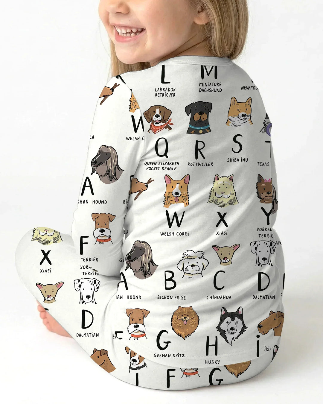 Funny Dogs Alphabet Bamboo Two Piece Long Sleeve Pajama Set