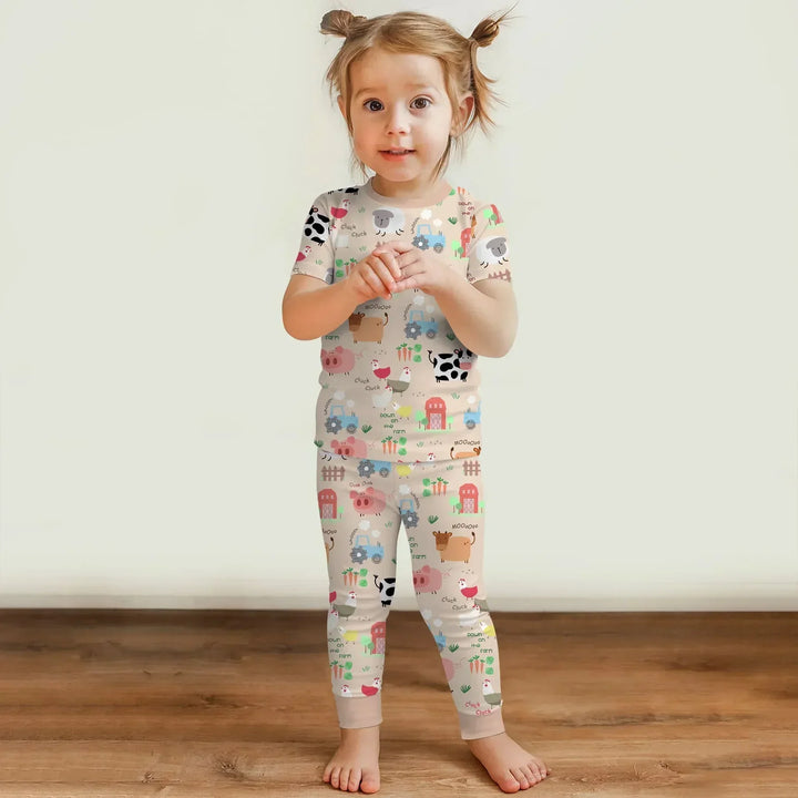 Farm Yard Bamboo Two Piece Short Sleeve Pajama Set