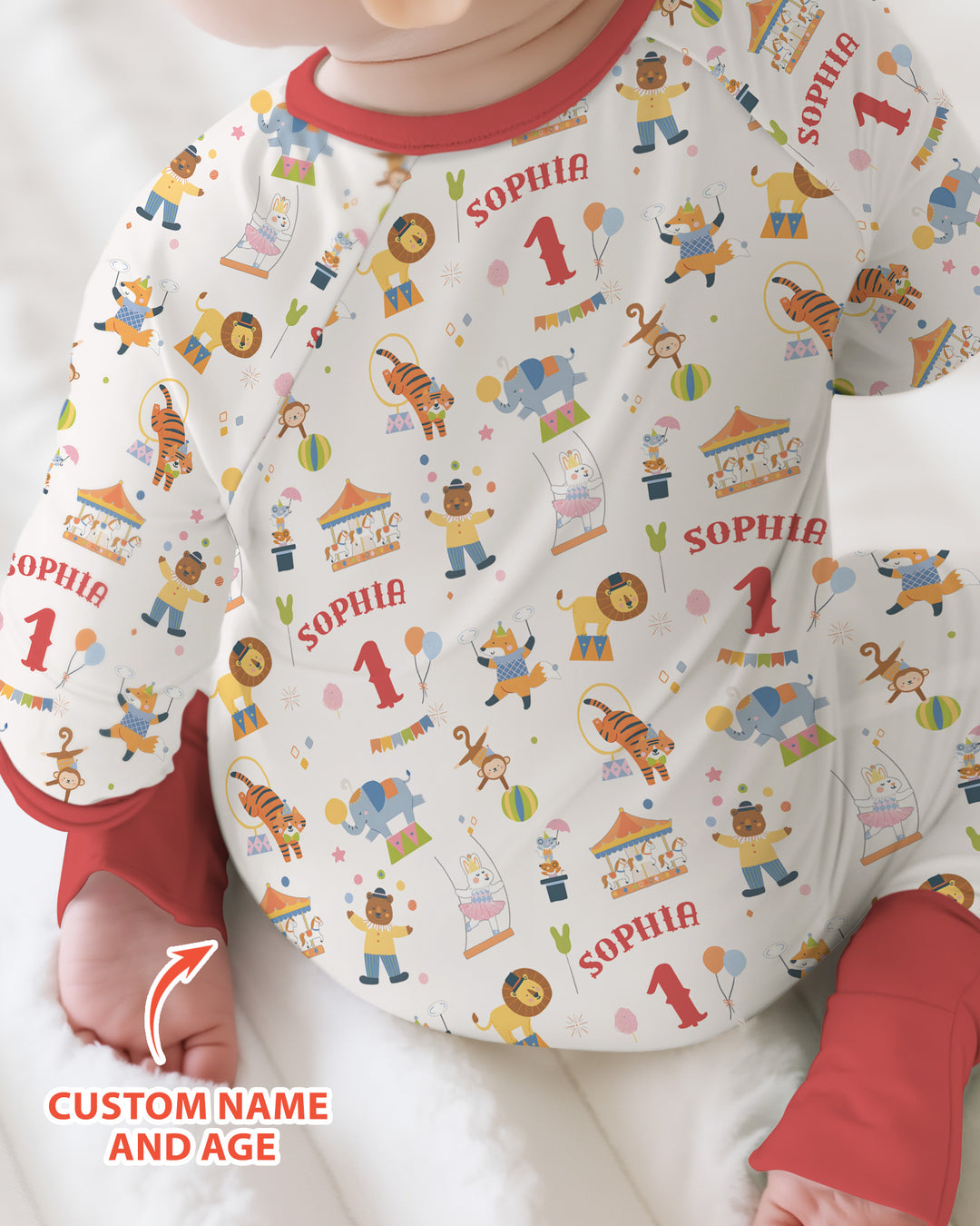 Custom Name Birthday Circus Bamboo Convertible Zippy