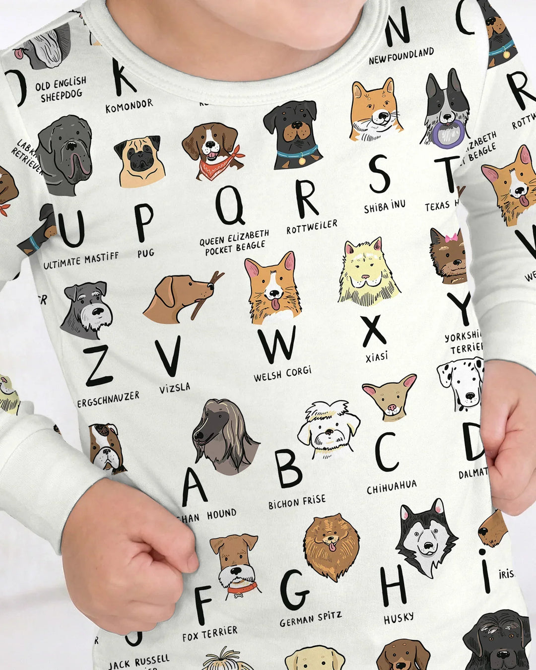 Funny Dogs Alphabet Bamboo Two Piece Long Sleeve Pajama Set